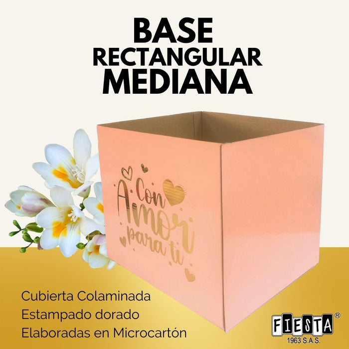 Caja Base Rectangular Mediana Rosa x 1 unidad