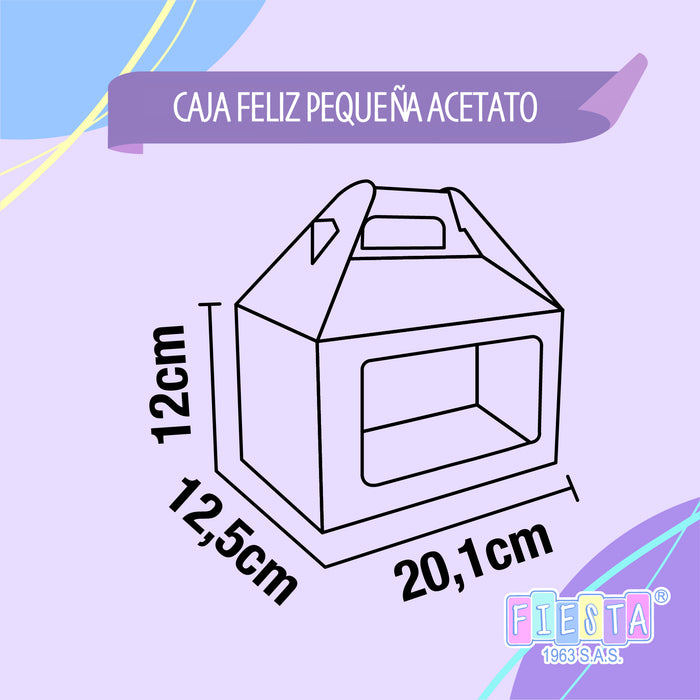 Caja Feliz Pequeña Acetato Feliz Cumpleaños Amarilla x 1 Unidad