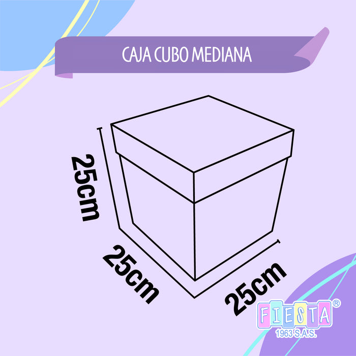 Caja Cubo Mediana Feliz Cumpleaños Rayas x 1 unidad