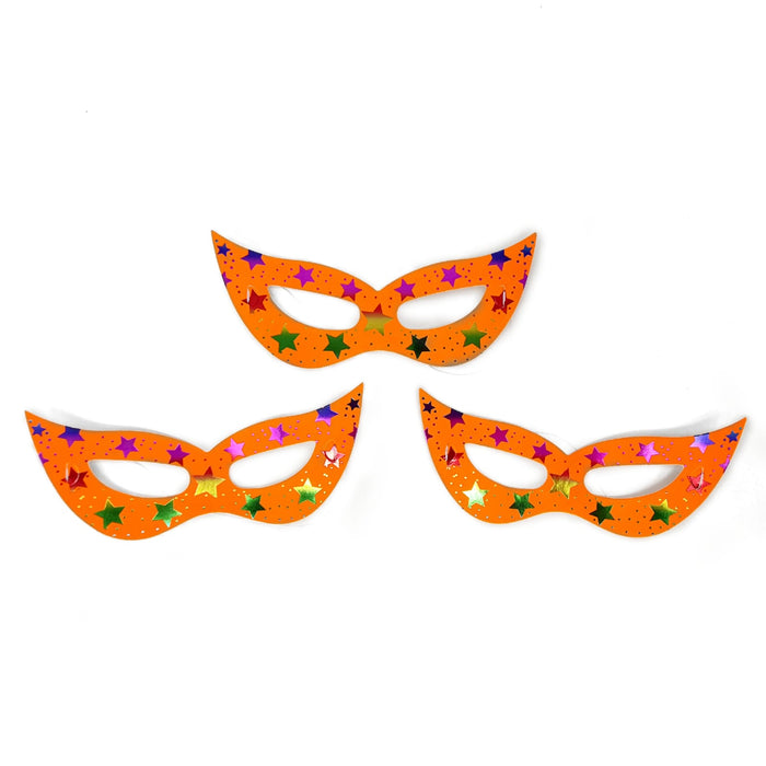 Antifaz de Carton Naranja Neon Estrellas X 12 Unidades
