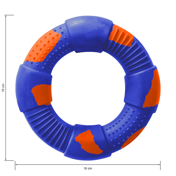 Juguete Aro Grande Azul Rey/Naranja Para Macotas x 1 Unidad