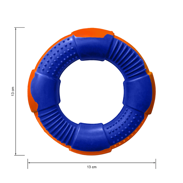 Juguete Aro Mediano Azul Rey/Naranja Para Macotas x 1 Unidad