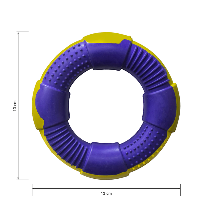 Juguete Aro Mediano Violeta/Amarillo Para Macotas x 1 Unidad