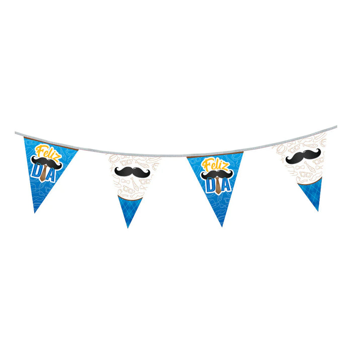 Banderola Metalizada Feliz Dia Fiesta Bigotes 3.6 MT Sempertex&nbsp;