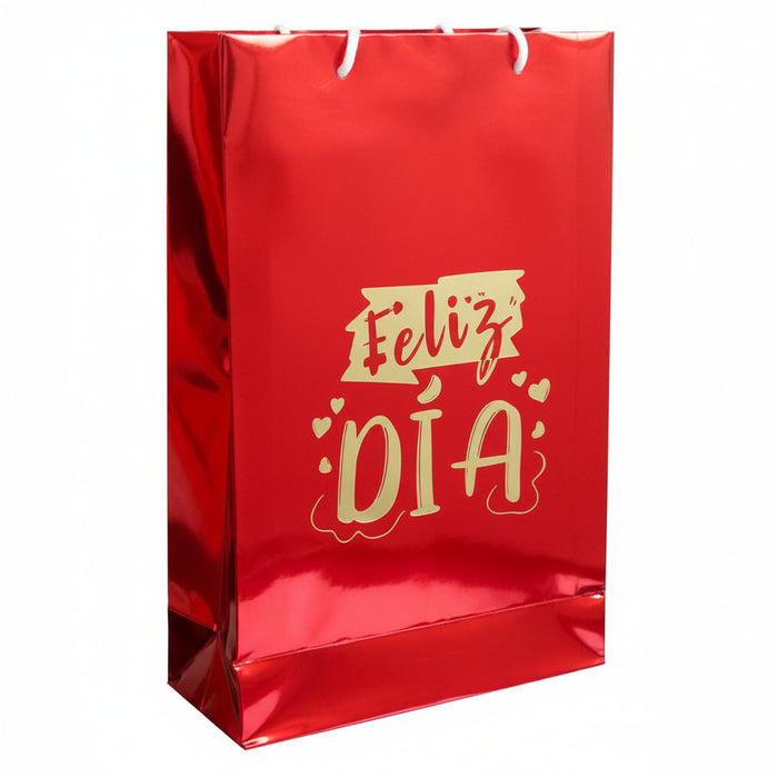 Bolsa Regalo Mediana Feliz Dia Roja x 1 Unidad