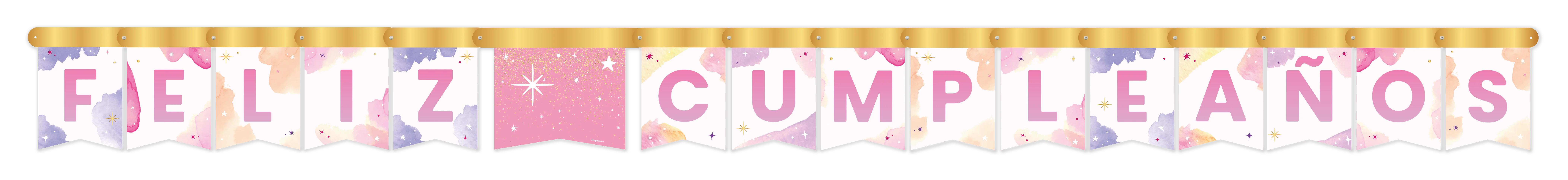Cartel de Letras Feliz Cumpleaños Fiesta Acuarela x 1 Unidad Sempertex