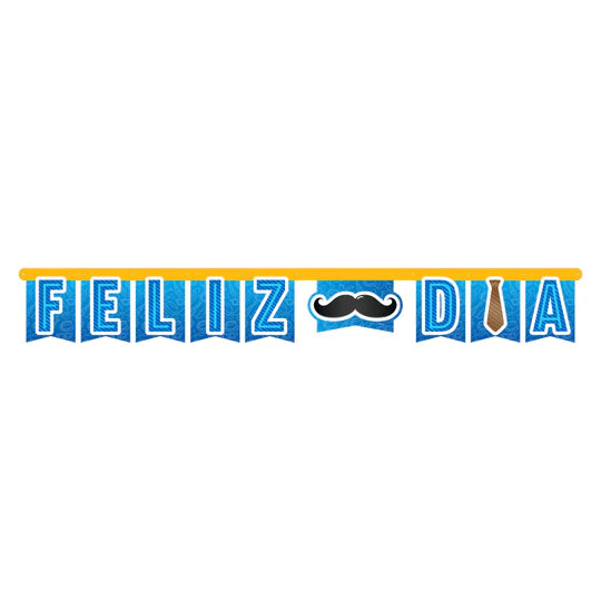 Cartel de Letras Feliz Dia Fiesta Bigotes X 1 Unidad Sempertex