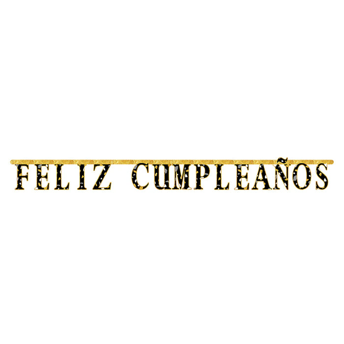 Cartel de Letras Feliz Cumpleaños Terrazo Dorado Negro x 1 Unidad Sempertex