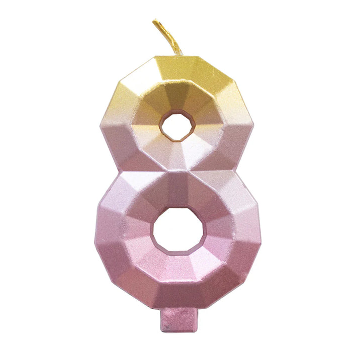 Vela Numerica Degradada Rosa - Dorado # 8 Sempertex x 1 Unidad