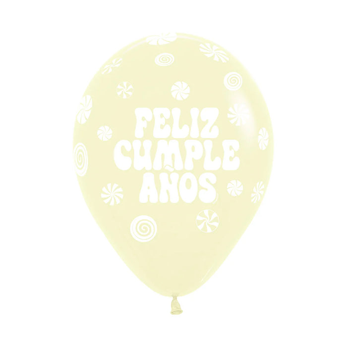 Globos Infinity Pastel Mate Surtido Feliz Cumpleaños Candy R12 x 12 Unidades Sempertex