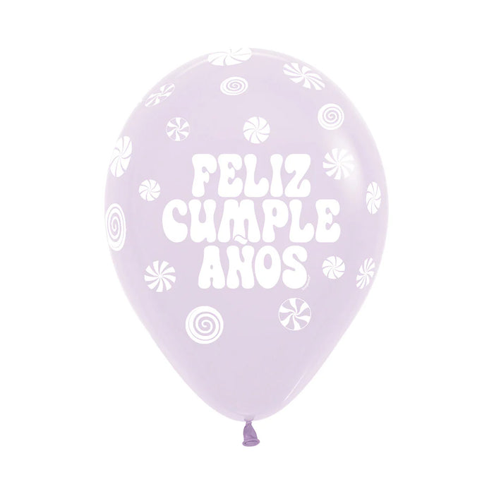 Globos Infinity Pastel Mate Surtido Feliz Cumpleaños Candy R12 x 12 Unidades Sempertex