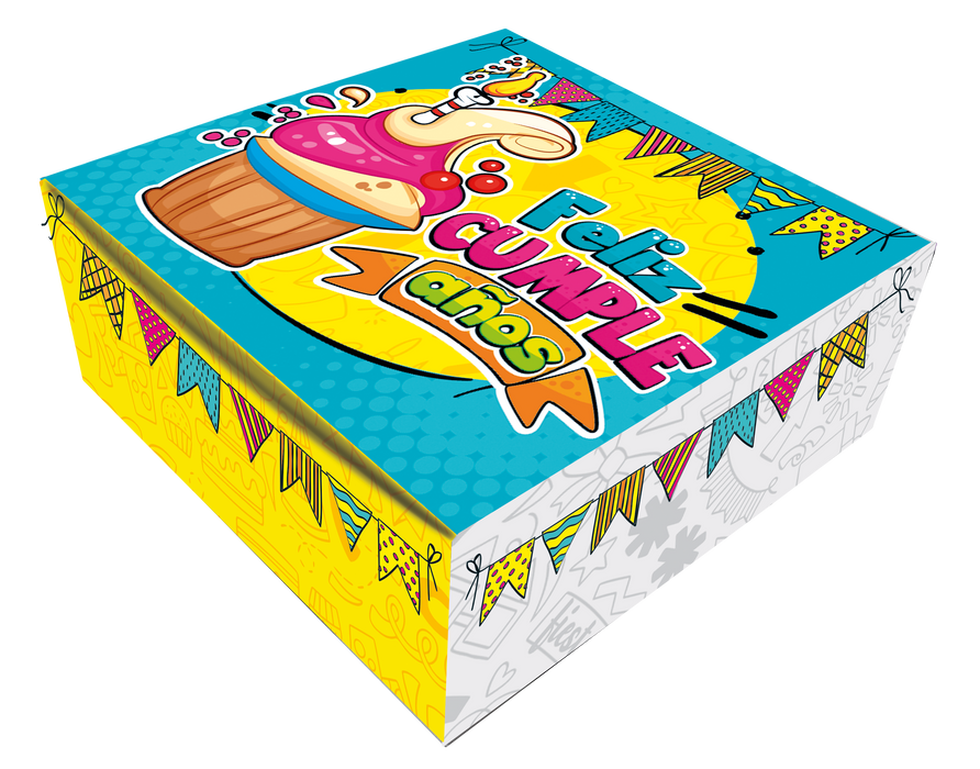 Caja Fantasia Mediana Feliz Cumpleaños CupCake x 1 Unidad