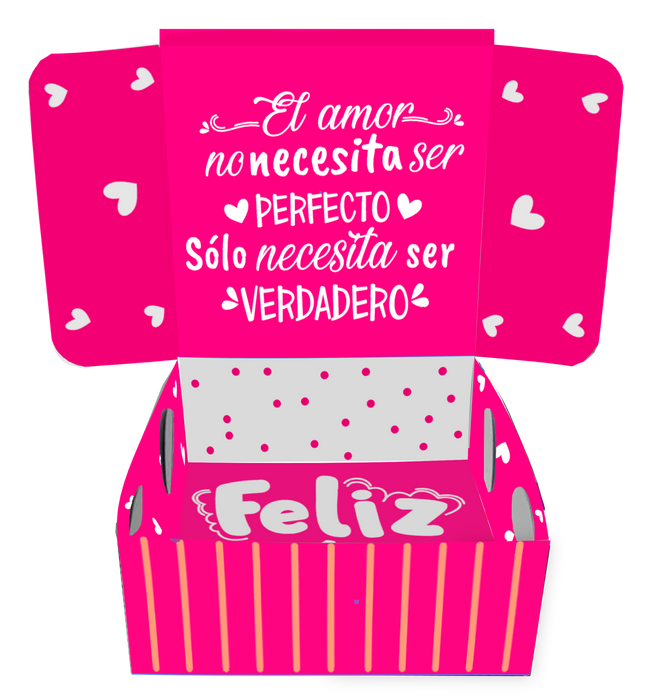 Caja Fantasia Mediana Te Amo Fucsia x 1 Unidad
