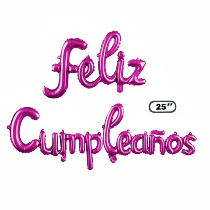 Letrero Kit Globos Feliz Cumpleaños Festella 3 Piezas Fucsia