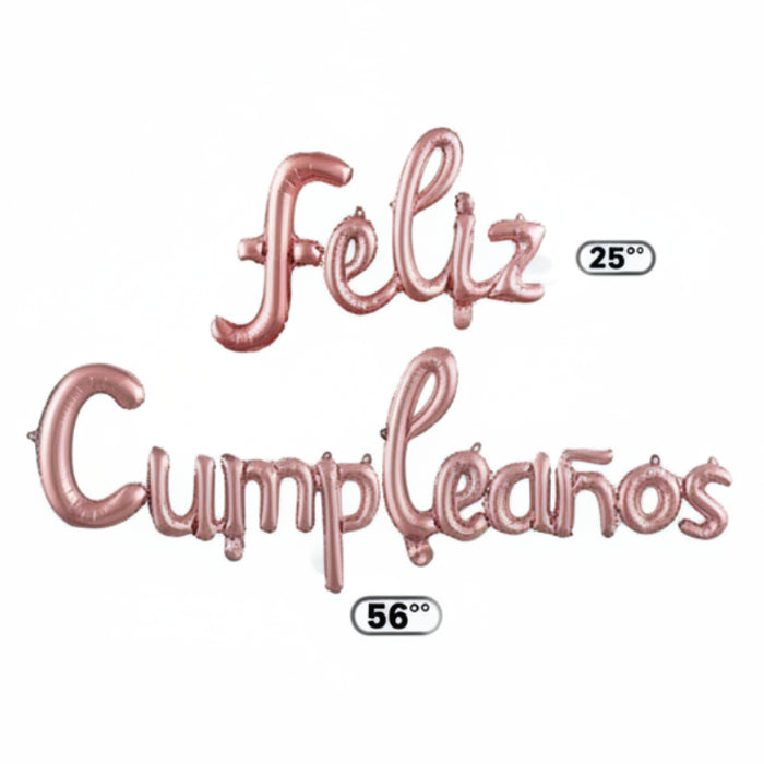 Letrero Kit Globos Feliz Cumpleaños Festella 3 Piezas Dorado  Rosa