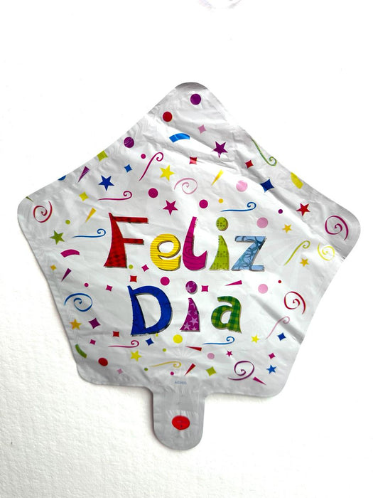 Globo Foil Feliz Dia 10 " Estrella Blanca x 1 Unidad
