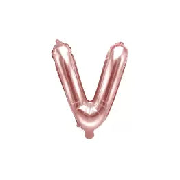 Globo Letra V Dorado Rosa 16"