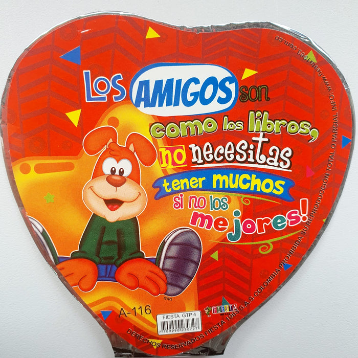 Globo Metalizado Corazon Mensaje  4" X Unidad Ref. 4