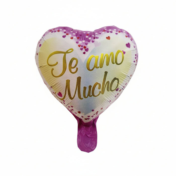 Globo Metalizado Corazon Te Amo Rosado Dorado 10" Festella