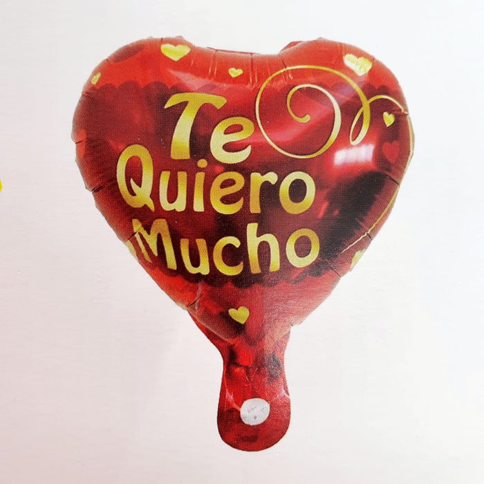 Globo Metalizado Corazon  Te Quiero Mucho Rojo / Dorado 10" Festella