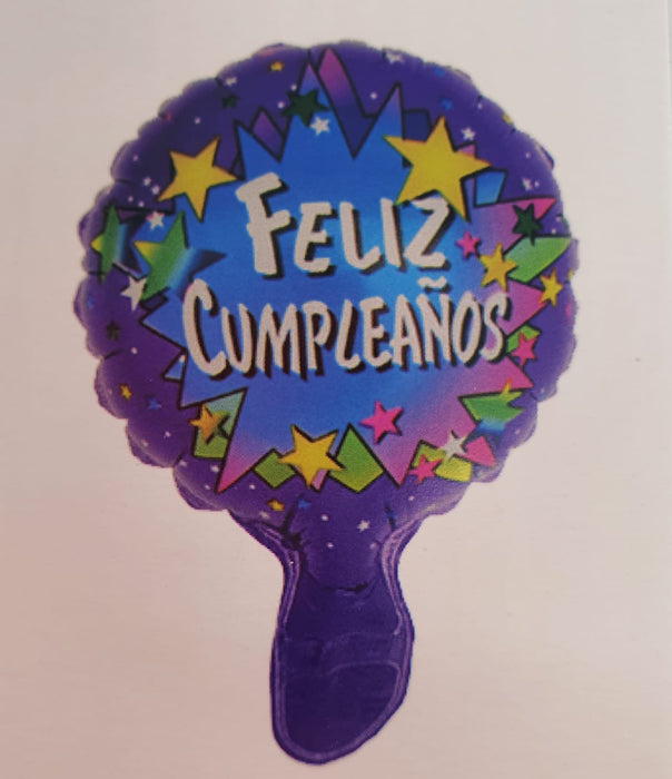 Globo Metalizado Redondo Feliz Cumpleaños Noche y Estrellas Azul Rey 6" Festella