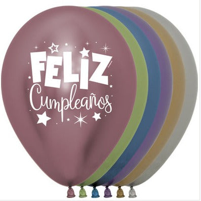 Globo Reflex Feliz Cumpleaños Fantasia R12 x 12 Unidades Sempertex