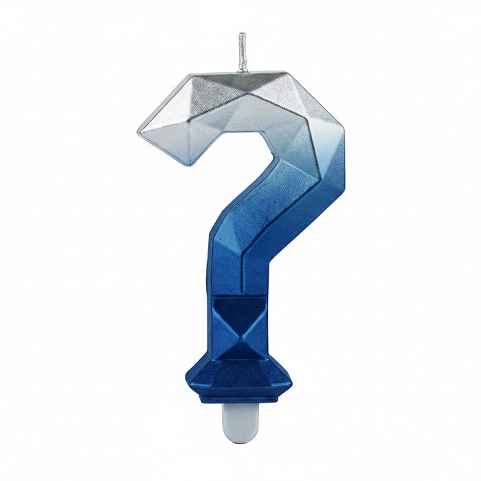 Vela Numerica Degradada Plata - Azul ? Interrogación Sempertex x 1 Unidad