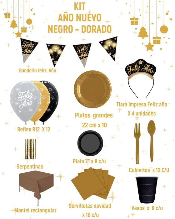 Kit Año Nuevo Negro - Dorado