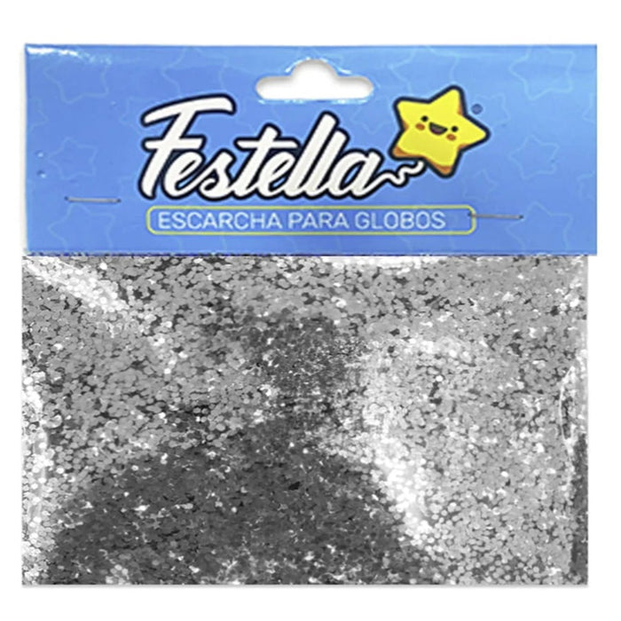 Escarcha Plateada Para Globo 20 Gr x 1 Unidad