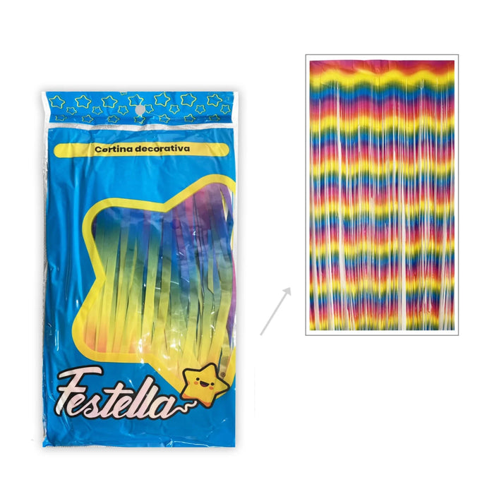 Cortina de Fiesta Lisa Neon Degrade 2m x 1m