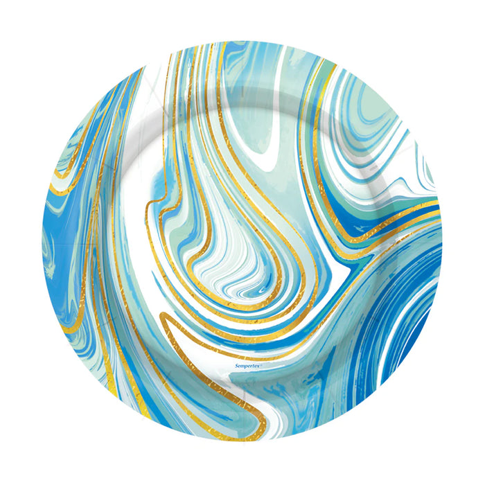 Plato 7" Redondo Marmoleado Acqua X 8 Unidades Sempertex