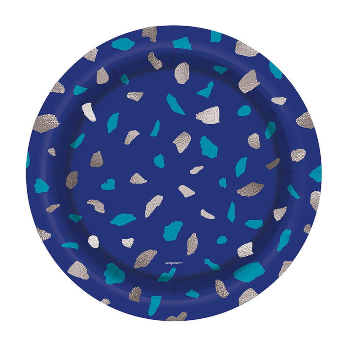 Plato 7" Terrazo Azul x 8 Unidades Sempertex