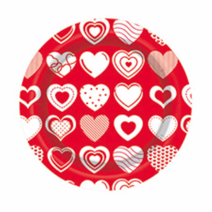 Plato 7" Corazones Polka X 8 Unidades Sempertex