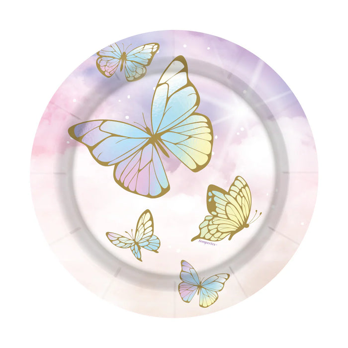Plato 7" Redondo Mariposas Encantadas X 8 Unidades Sempertex