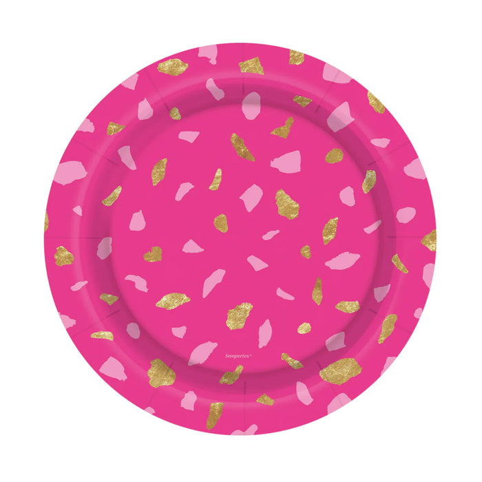 Plato 7" Terrazo Fucsia x 8 Unidades Sempertex