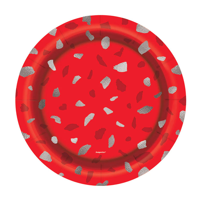 Plato 7" Terrazo Rojo x 8 Unidades Sempertex