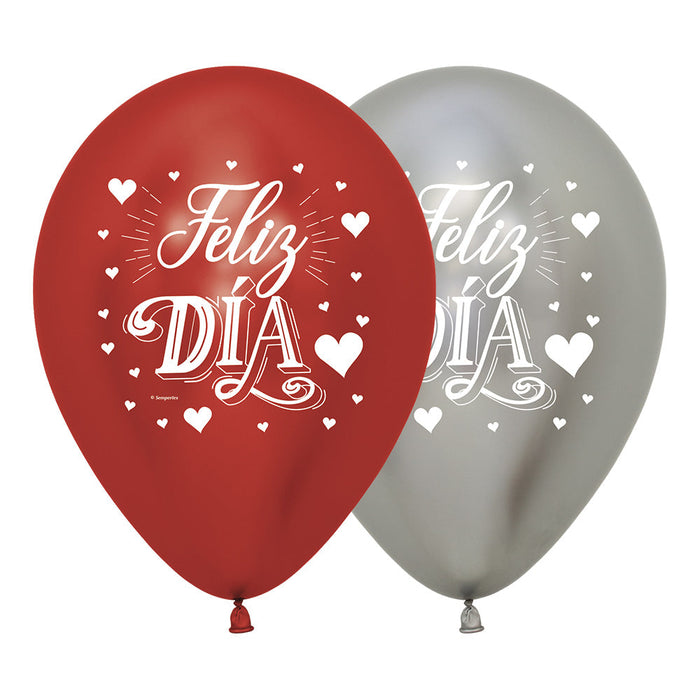 Globo Reflex Surtido Feliz Dia Corazones R12 x 12 Unidades Sempertex