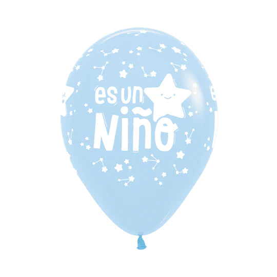 Globo Es Un Niño Estrella Azul Pastel Mate R12 X 12 Unidades Sempertex