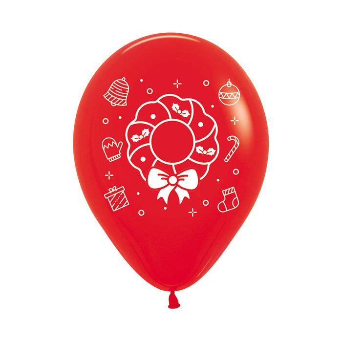 Globo Impreso Feliz Navidad Corona R12 x 50 Unidades Sempertex