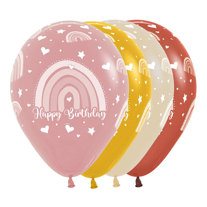 Globos Infinity Happy Birthday Arcoiris R12 X 50 Unidades Sempertex