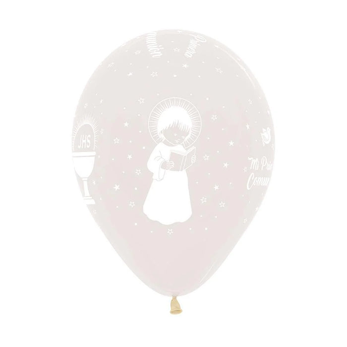 Globo Mi Primera Comunión Ángel Cristal Transparente R12 X 12 Unidades Sempertex