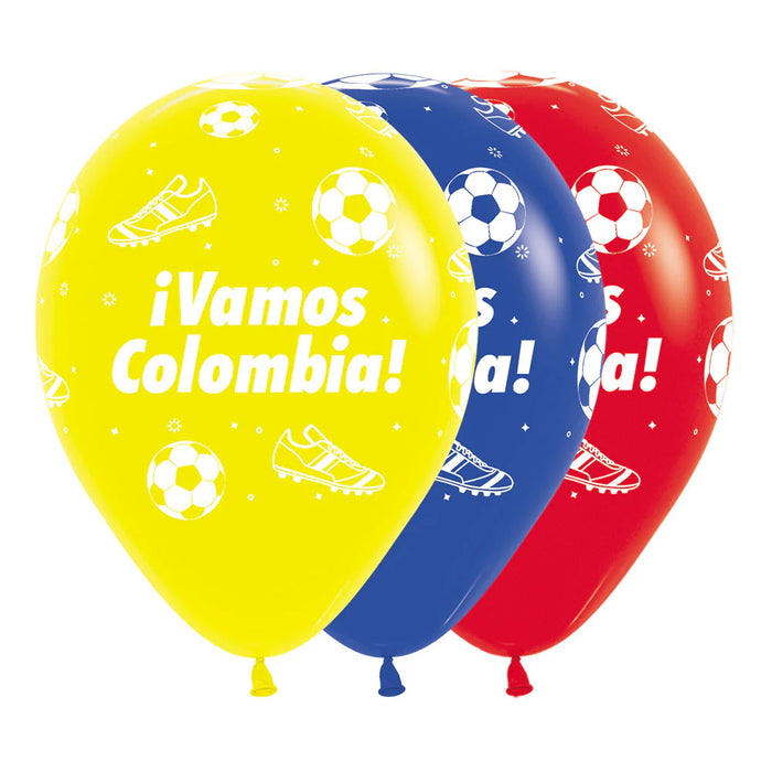 Globo Infinity Vamos Colombia Tricolor R12 x 50 Unidades Sempertex