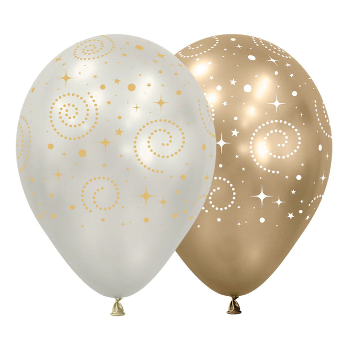 Globo Infinity Fiesta Dorada Silk Surtido R12 x 12 Unidades Sempertex