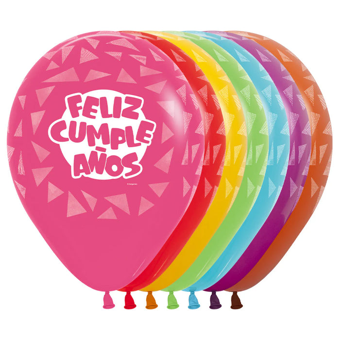 Globo Infinity Feliz Cumpleaños Triangulos Coloridos Fashion Surtido R12 X 12 Unidades Sempertex