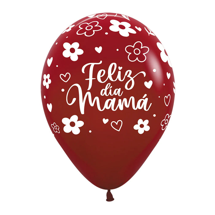 Globo Feliz Dia Mamá Floral Fashion Surtido R12 X 12 Unidades Sempertex