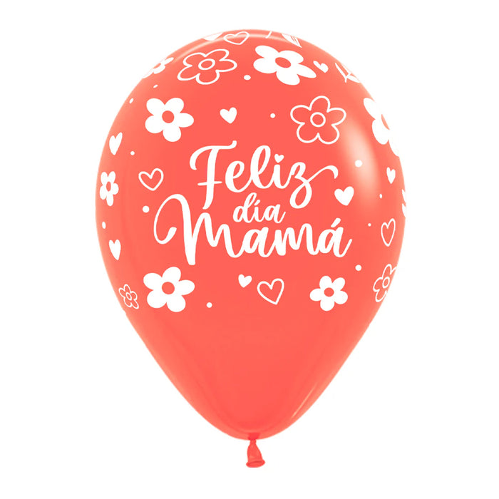 Globo Feliz Dia Mamá Floral Fashion Surtido R12 X 12 Unidades Sempertex