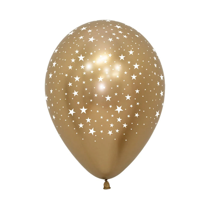 Globo Dorado Reflex Infinity Estrellas R5 X 50 unidades Sempertex
