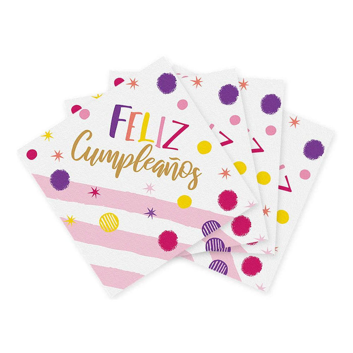 Servilleta Pequeña Feliz Cumpleaños Fiesta Destellos x 16 Unidades Sempertex