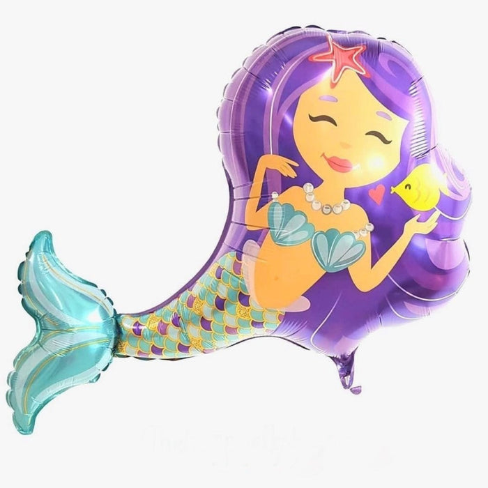 Globo Metalizado Sirena Morada Cola Verde 14" Festella