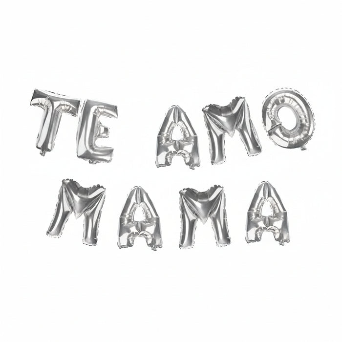 Letrero TE AMO MAMA 16" Plateado